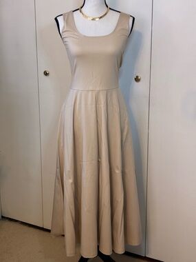 Sleeveless Beige, Fit and Flare Swing Skirt Dress by Alfani
